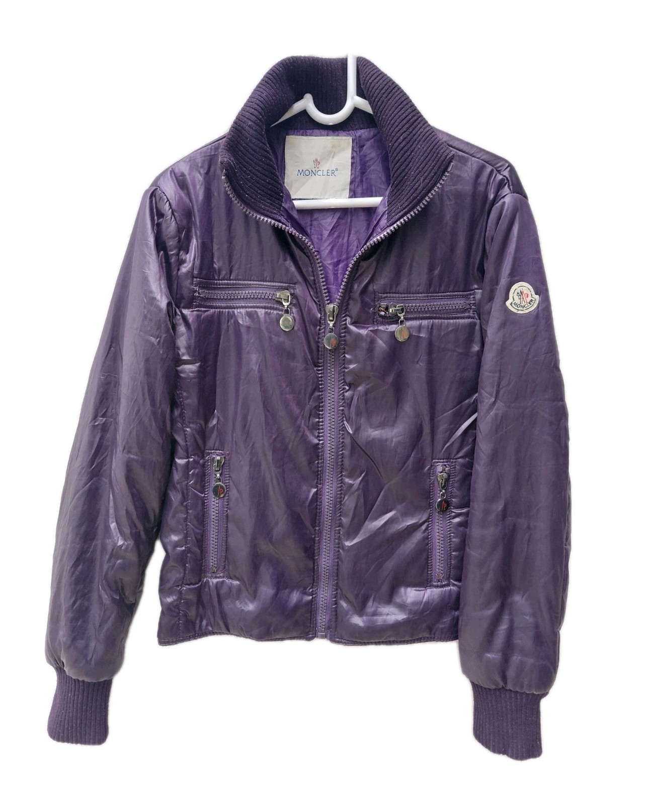 Authentic Moncler Laqué Down Bomber Jacket Purple… - image 1