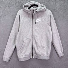 Nike Hoodie Womens M Gray Full Zip Sportswear Club Fleece Hooded Sweatshirt
