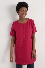 SEASALT Size UK 18 Women Tunic Top "soft shading" Linen red jam short sleeves