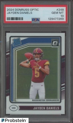 2024 Donruss Optic #248 Jayden Daniels Commanders RC Rated Rookie PSA 10
