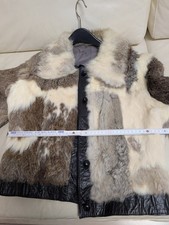 Echtes Lammfell Shearling Leder, Echt Fox Pelz Knöpfe, Mantel Jacke, Größe M