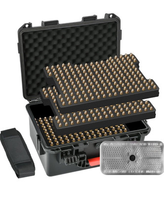 Ammo Storage Box w/ Silica Gel Canister, TSA APPROVED  Fits 9mm, 357 MAG & More