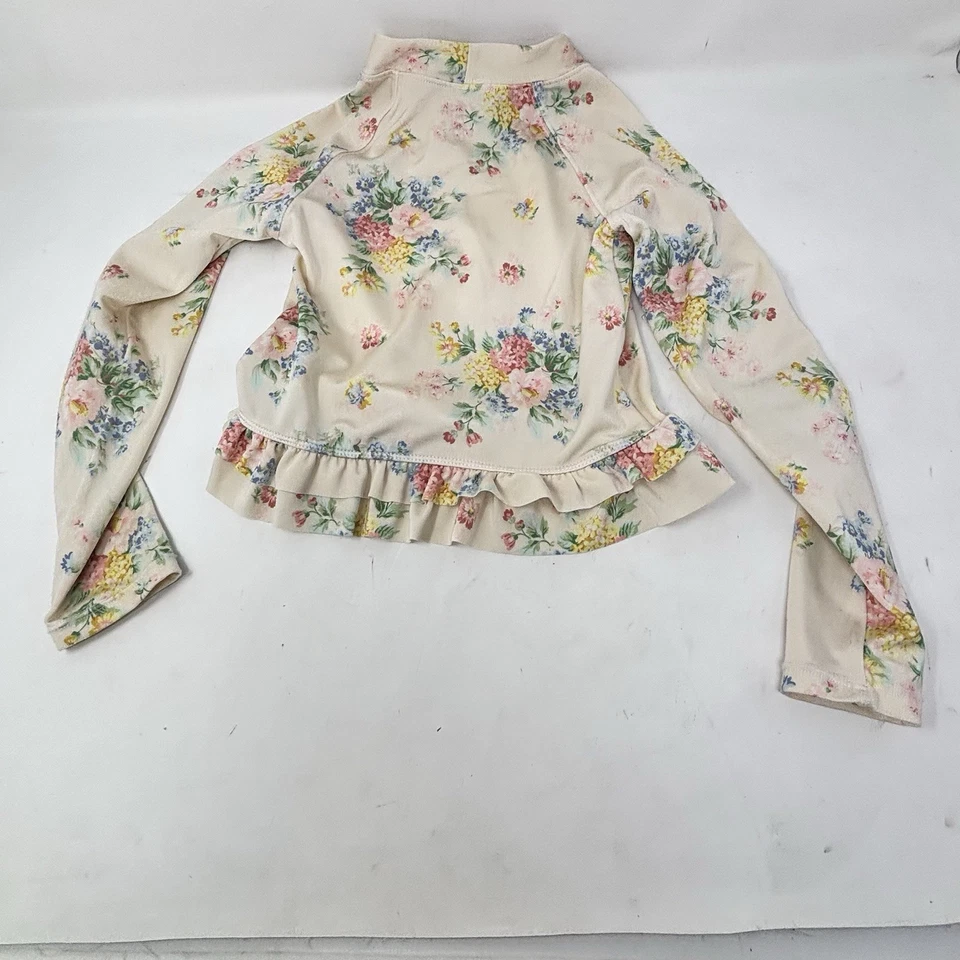 Camisa de Natación JANIE & JACK Niña Rosa Floral Volantes Detalle de Lazo Protección contra Erupciones Talla 5 Foto 2 de 4