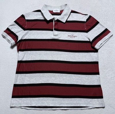 Salvatore Ferragamo Polo Shirt Mens Small Short Sleeve Striped Made in Italy