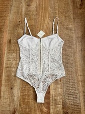 Free People X Intimately Cream Off White Lace Night Rhythm Thong Bodysuit Small