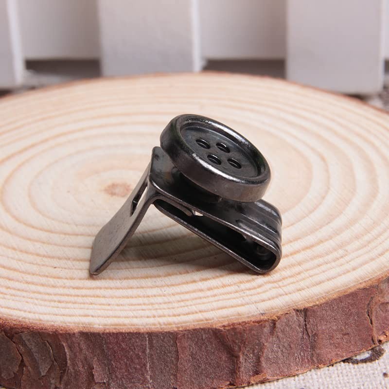 Wixine 10Pcs No-Sew EZ-Buttons Movable No Sew Button End Brace Clips (Black)