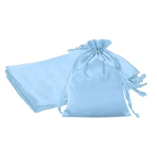 3 Pcs 6 x 8 Inch Satin Bags with Drawstring, Drawstring Gift Bags Sky Blue