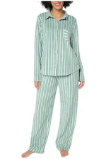 Cuddl Duds Women's Fleecewear w/ Stretch Notch Collar PJ Set Green