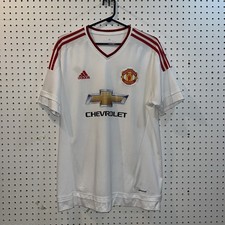 Manchester United Soccer Jersey Mens Sz Large Adidas 2015 White