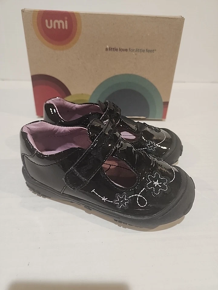 UMI Niñas Talla 8.5 Forro de Cuero Negro Mary Jane Zapatos Gancho Lazo Cerca Niño Pequeño Foto 2 de 4