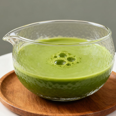 Glass Matcha Bowl With Spout,Textured Glass Chawan Matcha Green Tea Whisk Bowls,