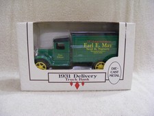 COLLECTIBLE ERTL TOY 1931 EARL E. MAY DIE CAST METAL TRUCK COIN BANK