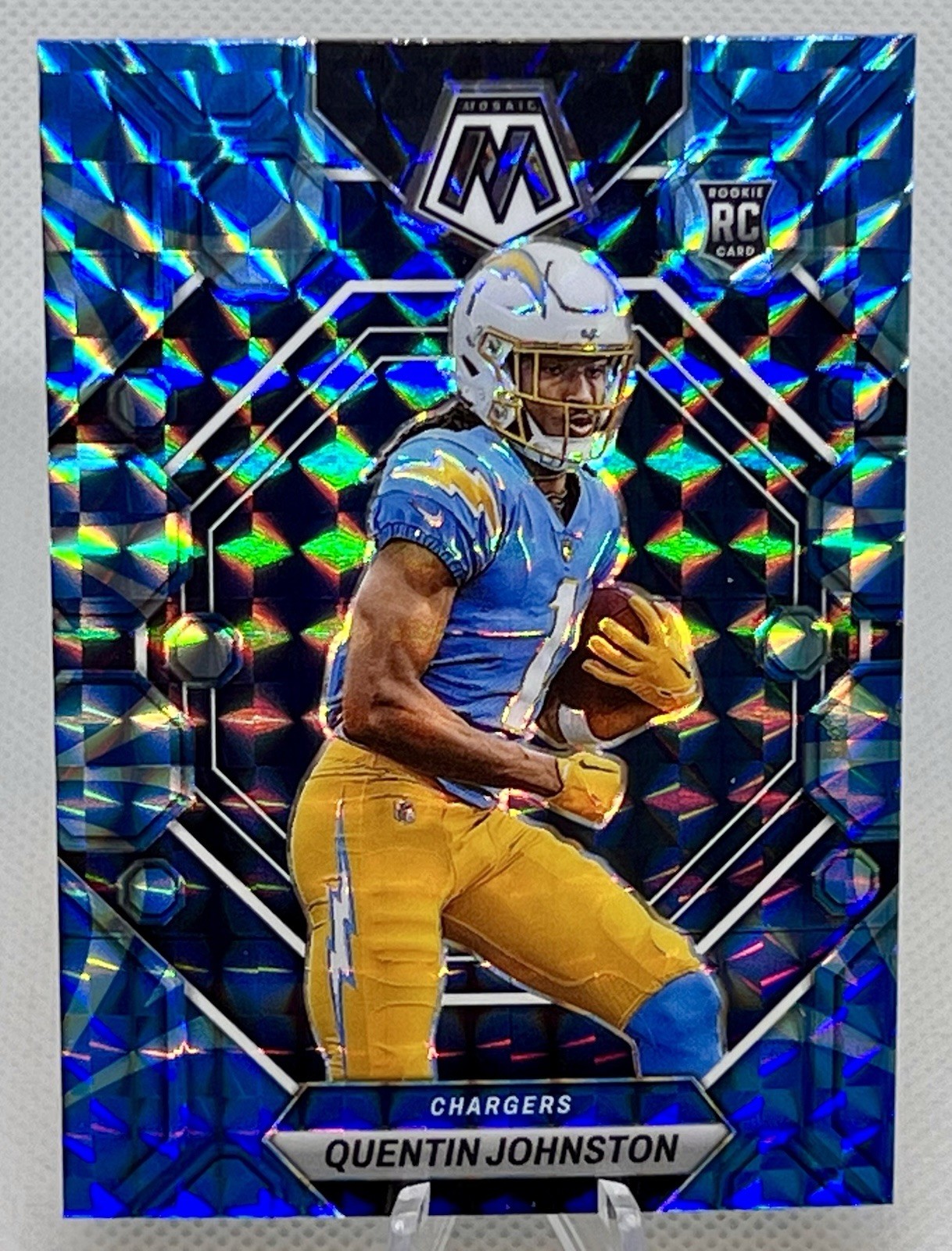 QUENTIN JOHNSTON RC 2023 Panini Mosaic Blue Reactive Prizm #356 Rookie Chargers