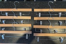 High Grade Wooden Pants Hangers Metal Clips Grip Clip Wood Trousers Hanger - 8