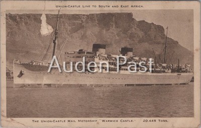 RMS Warwick Castle Schiff Postkarte 1930er Union-Castle Line Kapstadt Südafrika