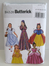 Butterick 4320 Mulan, Belle, Cinderella, Dot Costume Pattern Girl's 7-14 Uncut