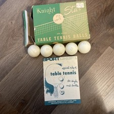 Vtg Table Tennis Knight Star BOX; 5 BALLS Made In England & Official Rule Book