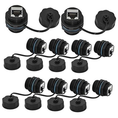 Panel Mounting Shielded CAT6 RJ45 Waterproof Connector Cat5/5e/6 8P8C 10PCS