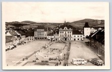 Vintage Czechoslovakia Postcard BEROUN Town Square 1939 Rppc