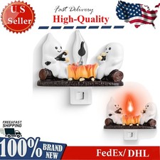 2Pcs Ghost Campfire Flickering Flame Night Light 3D Funny Halloween Nightlight