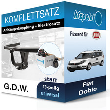 Für Fiat Doblo 11.2009-12.2023 G.D.W. Anhängerkupplung starr + 13polig E-Satz