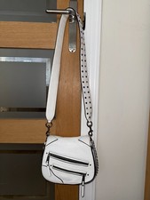 MARC JACOBS WHITE CALF LEATHER SHOULDER BAG WITH COLOURED RHINESTONES