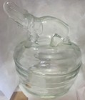 Vintage Jeanette Elephant Crystal Clear Glass Powder Trinket Covered Dish  — photo 2