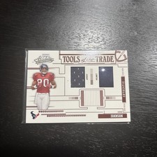 ANDRE JOHNSON 2005 TOTT RED DOUBLE MATERIALS GAME USED HELMET JERSEY /100 HOF 