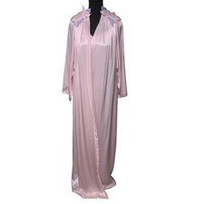 Vintage Natori Peignoir Set Night Gown and Robe Pink Embroidered Luxury READ