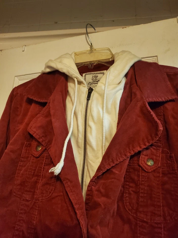 Chaqueta con capucha de pana oxidada para Joseph Fortune botón cremallera frontal talla M Foto 2 de 4