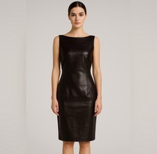David Meister Brown Leather Sheath Dress/Size 4
