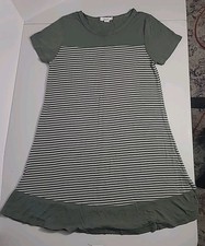 😃 EXIST- Women's T-shirt Dress Green Striped Size Large