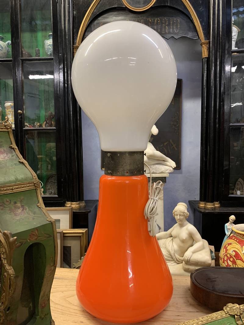 Lampada da terra arancio Birillo Carlo Nason Mazzega a Murano anni 60 70 foto 2