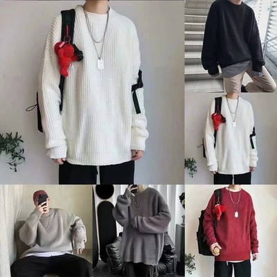 Lässiger Herren Strickpullover einfarbig lockere Passform Basisschicht für den täglichen Gebrauch