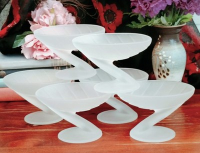 6er Set Vintage MCM Satin Matt La Rochere Eis Dessert Standschalen