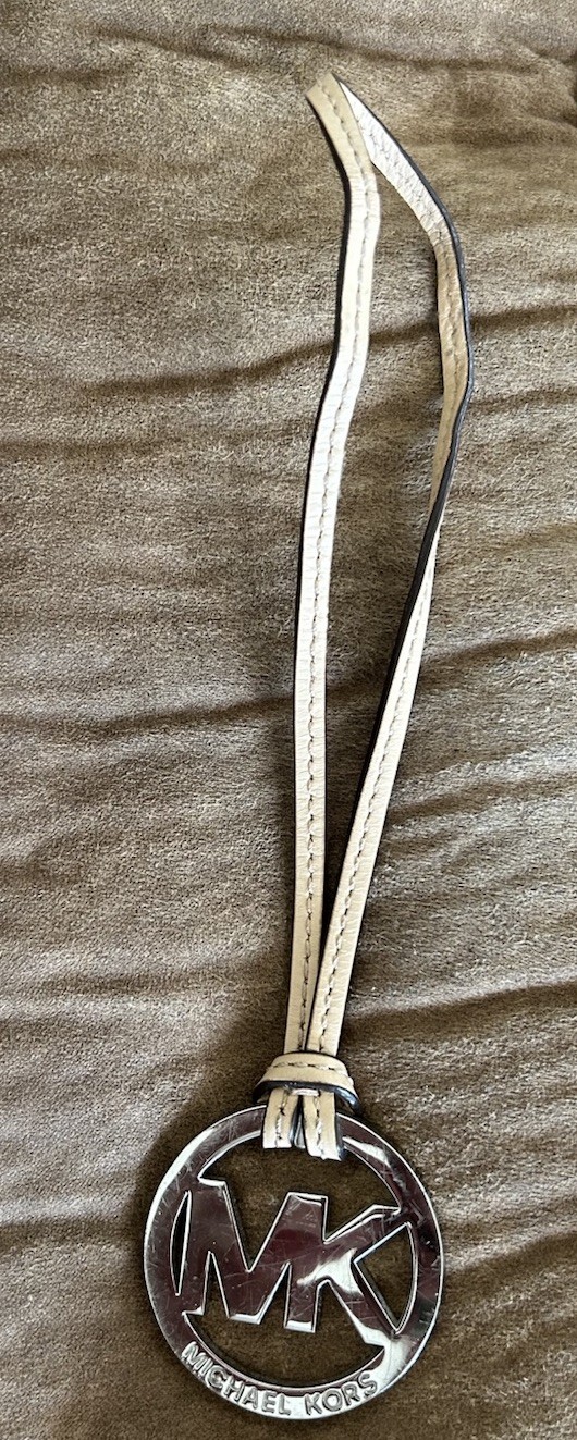 7" MICHAEL KORS Silver Bag Charm Leather Strap