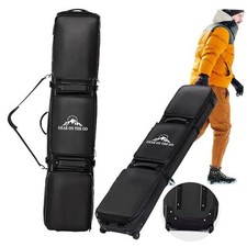 Rolling Double Ski Bag 69-71in, Padded Waterproof Snowboard Bag 175cm Black-TPU