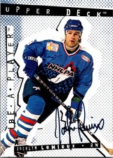 Jocelyn Lemieux 1994-95 Upper Deck Be a Player #129 Autographs Hartford Whalers