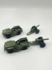 Vintage TIM - MEE TOYS US ARMY Captain Jeep Howitzer Cannon Metal Axles Lot