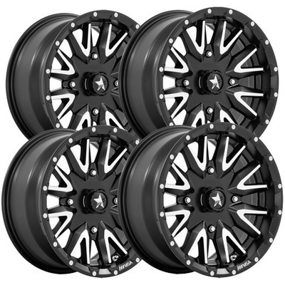 (Set of 4) MSA Offroad M49 Creed 15x7 4x137 Black/Machined Wheels Rims 15'' Inch