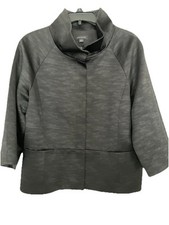 Ann Taylor Womens size 12 Black Blazer Front Zip Classic 3/4 Sleeve Jacket