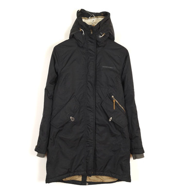 DIDRIKSONS Women's Parka Jacket Size 36 S Hooded Insulated Black Full ZIp
