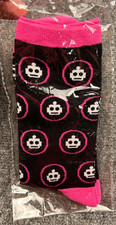 NEW Homebot Novelty Crew Socks Black Pink Robots