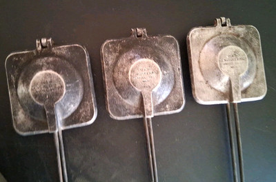 (3) H&H Engineering Battle Creek MI Aluminum Pie Irons Campfire Hamburger 29'' L