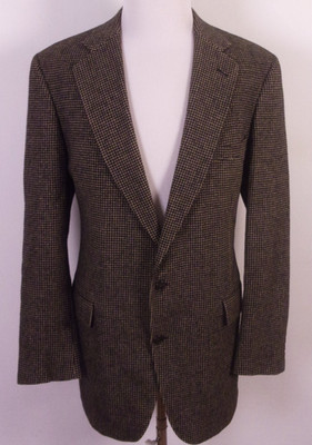 vintage EUC Jos. A. Bank USA 100% Camel Hair Houndstooth Blazer Sportcoat 45 XL