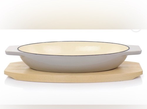 Martha Stewart Set 2 Pezzi Casseruola in Ghisa Ovale Au Gratin Legno di Betulla - Foto 3 di 4