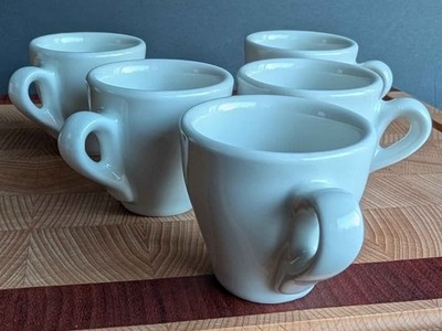 Set of 5 Nuova Point Milano Espresso Cups - White Italian Porcelain Demitasse 