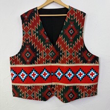 Vintage Southwestern Vest Waistcoat Mens XL Aztec Quilted Cowboy Western