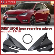 ADD-ON WING MIRROR COVER CAPS LEFT & RIGHT FOR SEAT LEON MK3 2012+ GLOSS BLACK