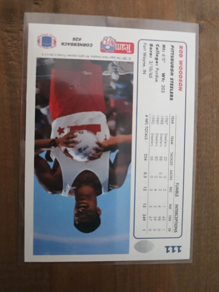 1991 Upper Deck - Rod Woodson #111 - Image 2 of 2